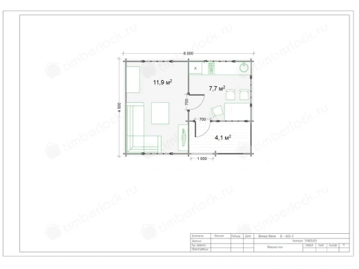 Дачный дом Д-645-3 6х4.5м площадью 23.7 Дачный дом Д-645-3
