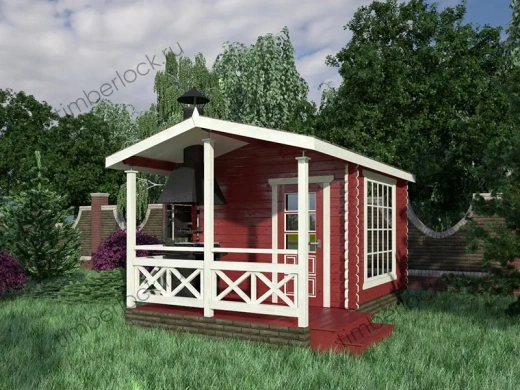 Беседка с мангалом Б-345-2 3х4.5м площадью 11.8 Беседка с мангалом Б-345-2