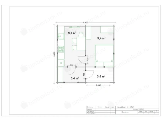 Летний домик для дачи Д-5454-1 5.4х5.4м площадью 25.6 Летний домик для дачи Д-5454-1