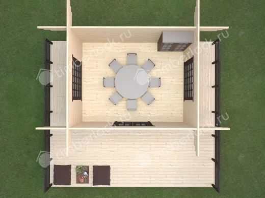 Беседка закрытая Б-45ЯП  (японский стиль) 6.3х7.2 площадью 42.2 Беседка закрытая Б-45ЯП  (японский стиль)