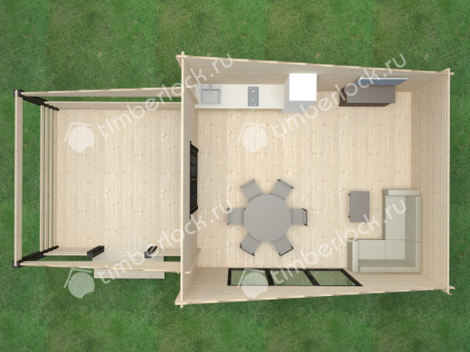 Кемпинговый дом с верандой КД-6544 10х5м площадью 40.7 Кемпинговый дом с верандой КД-6544