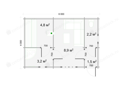 Садовая баня из бруса БА-64-1 
