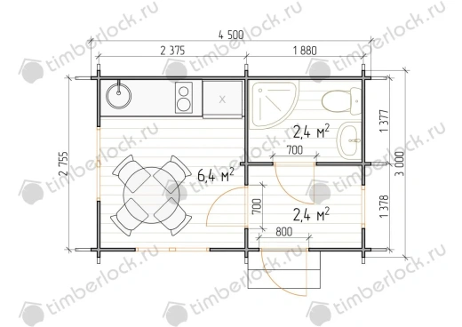 Садовый домик 3х4,5м 